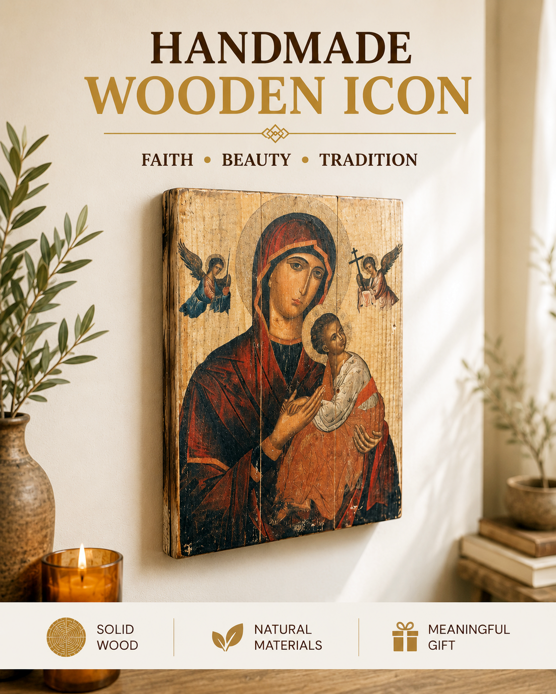 Virgin Mary icon 4  Russian Religious Symbol, Antique Russian wood board