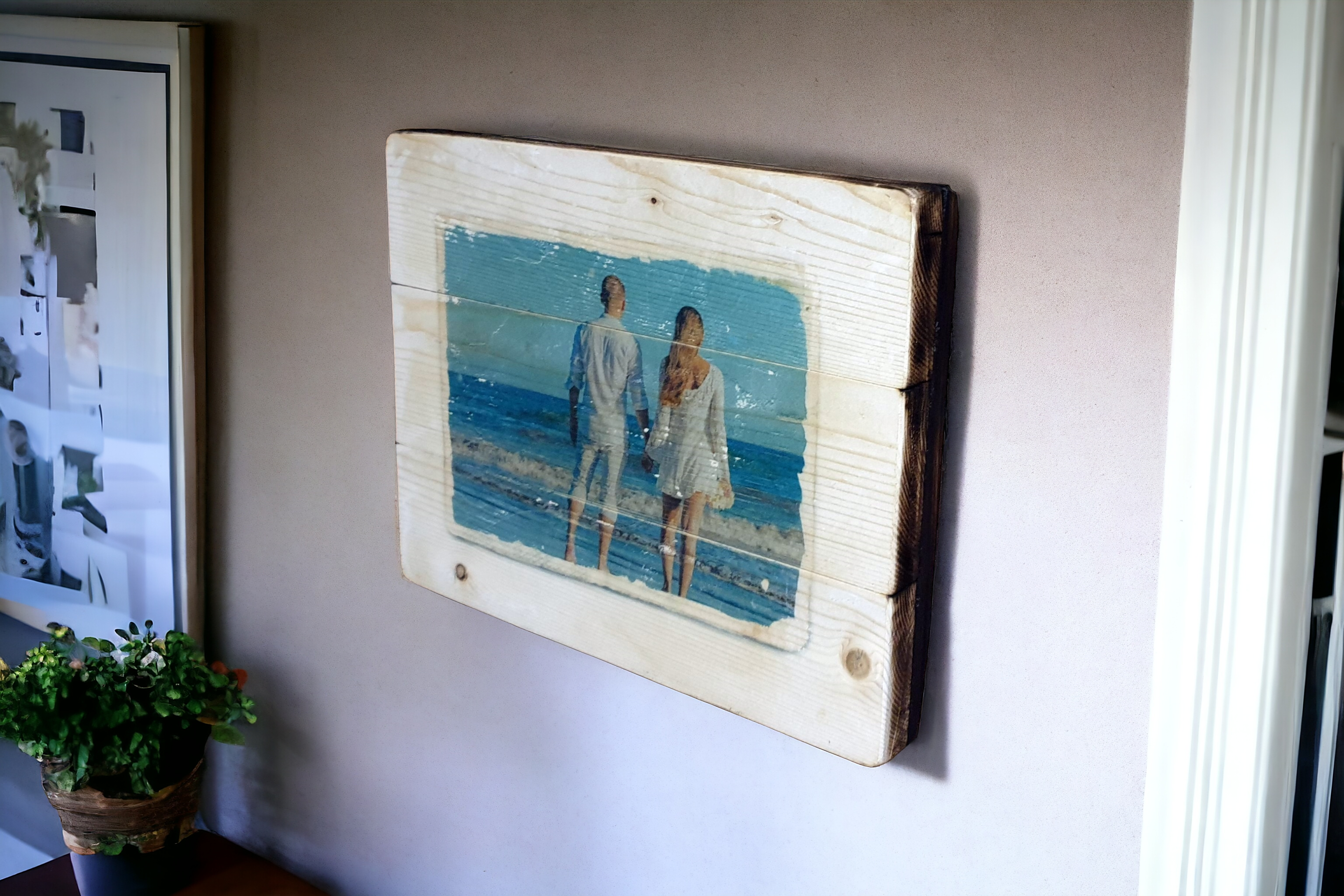 Wood photo with nature frame and burnt edges